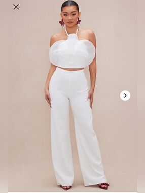 Fashion Nova Womens LUXE White High-Waist Wide Leg Pant set